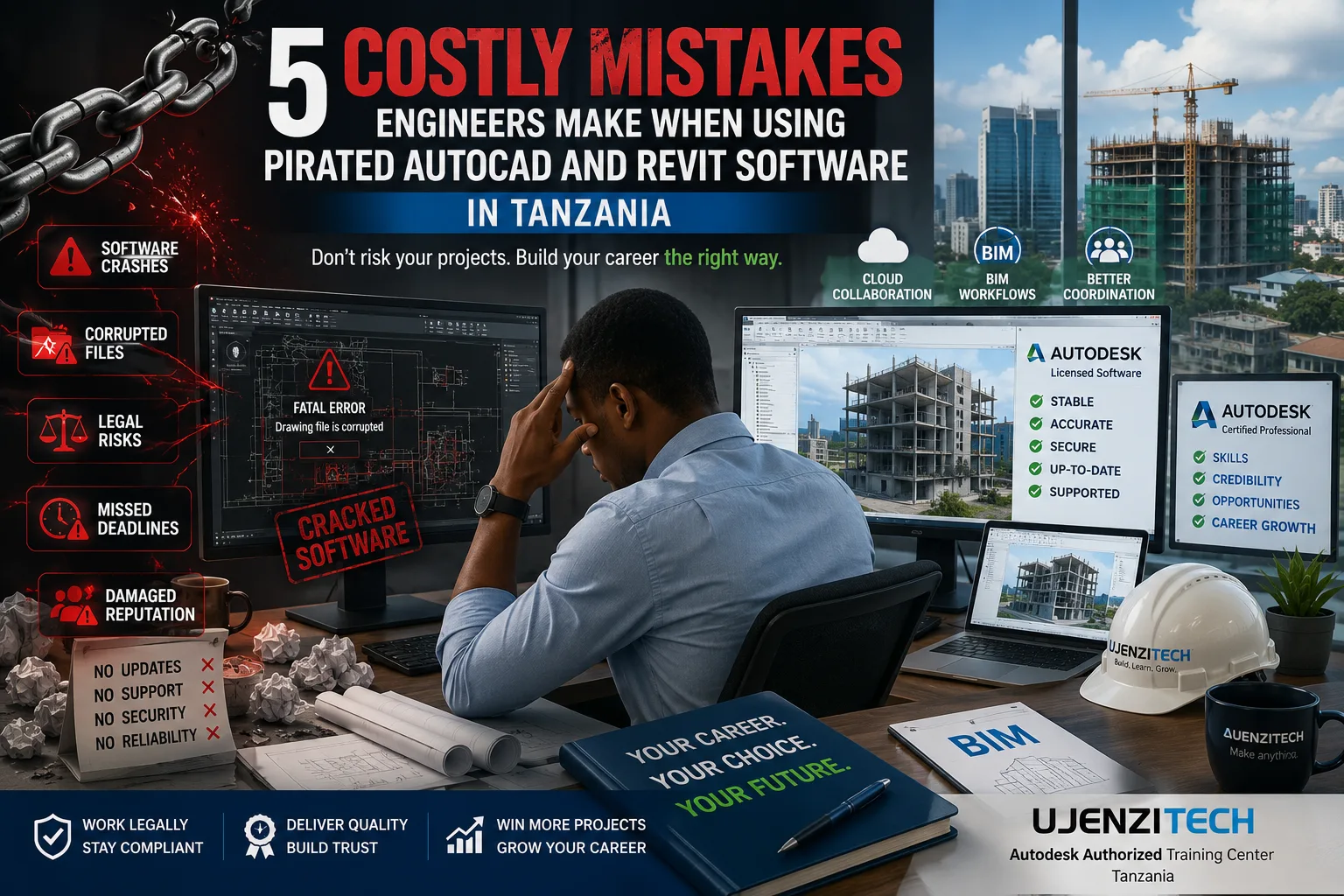 5 Costly Mistakes Engineers Make When Using Pirated AutoCAD and Revit Software in Tanzania